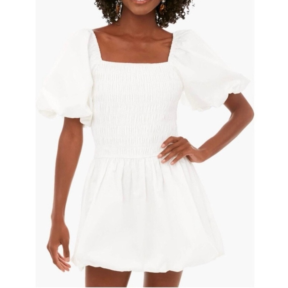 NWOT Hyacinth House White Smocked Catarina Puff Mini Dress